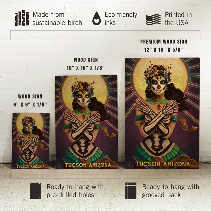 Tucson, Arizona, Day of the Dead Crossbones, Lantern Press Artwork, Wood Signs and Postcards Wood Lantern Press