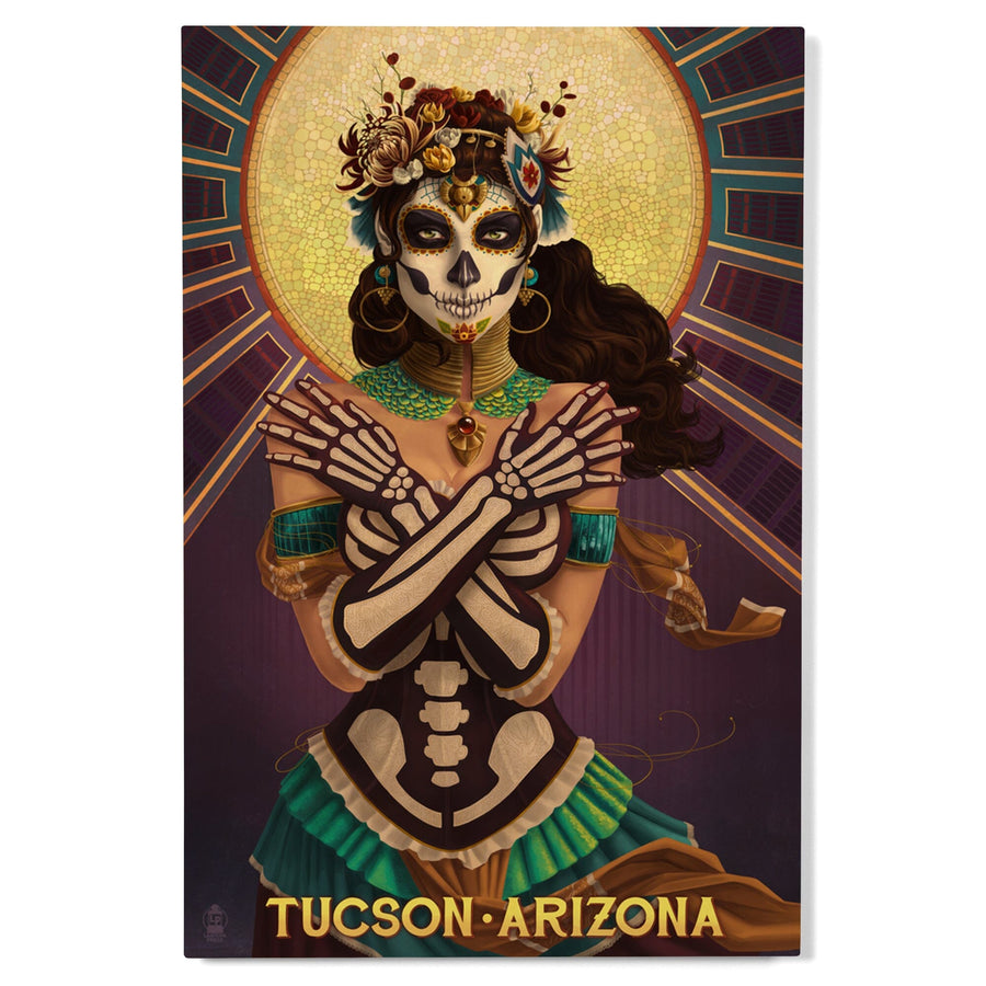 Tucson, Arizona, Day of the Dead Crossbones, Lantern Press Artwork, Wood Signs and Postcards Wood Lantern Press