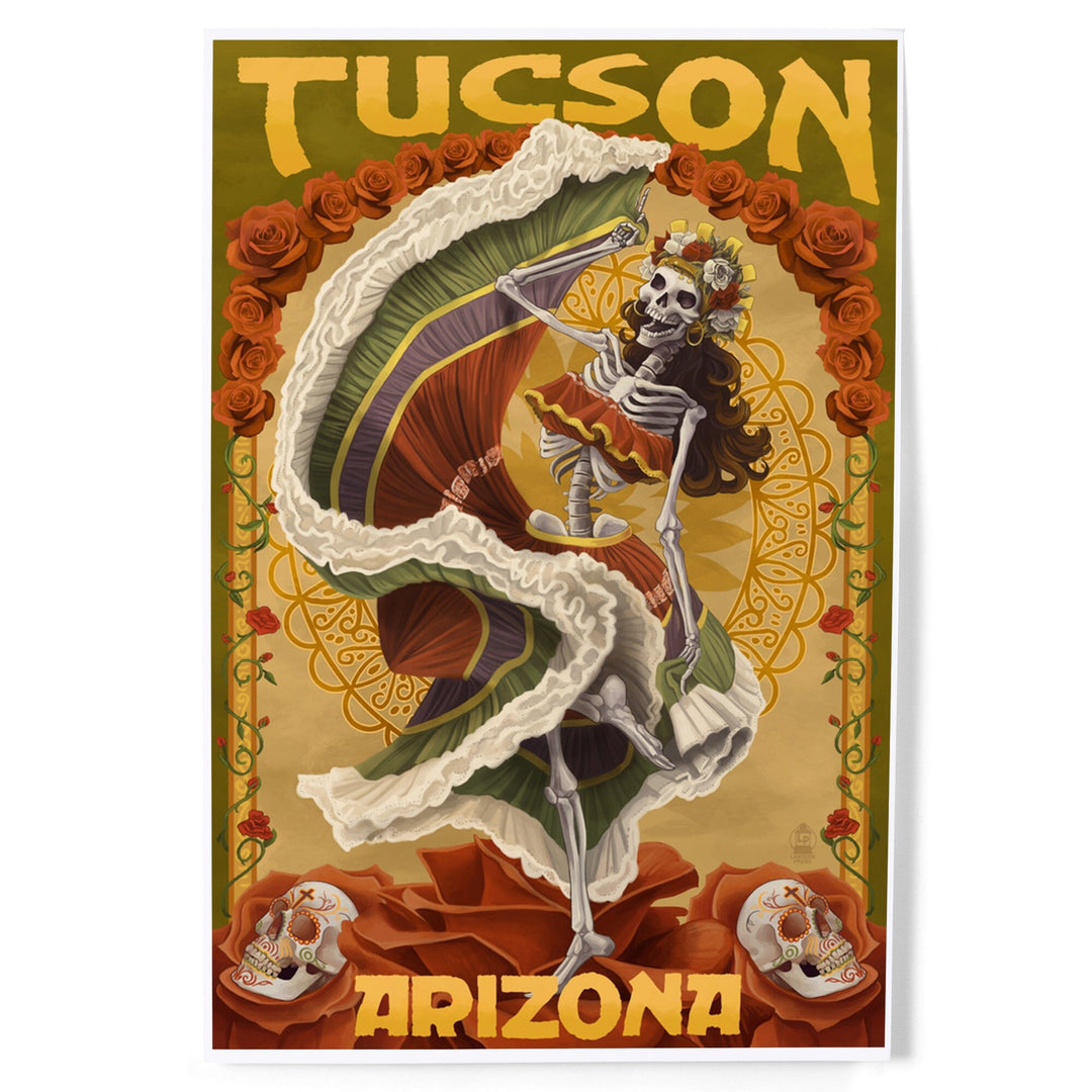 Tucson, Arizona, Day of the Dead Skeleton Dancing, Art & Giclee Prints Art Lantern Press