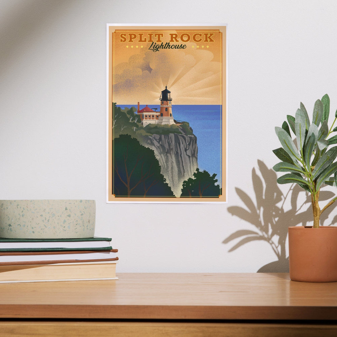 Two Harbors, Minnesota, Split Rock Lighthouse, Lithograph, Art & Giclee Prints Art Lantern Press
