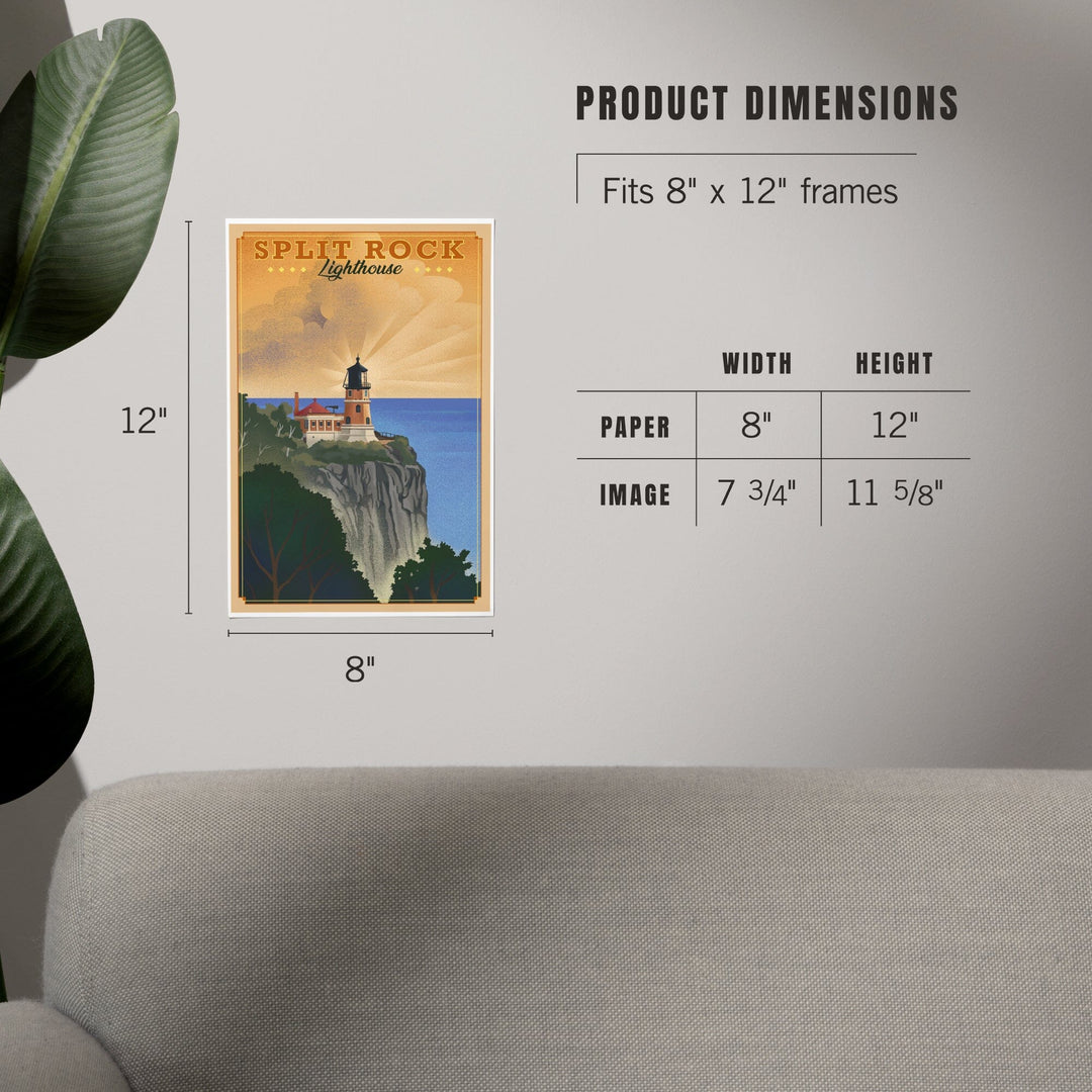 Two Harbors, Minnesota, Split Rock Lighthouse, Lithograph, Art & Giclee Prints Art Lantern Press