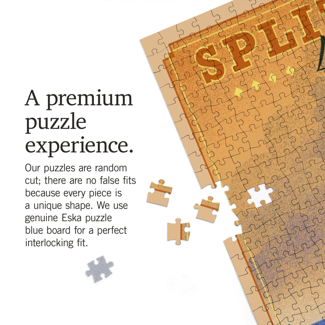 Two Harbors, Minnesota, Split Rock Lighthouse, Lithograph, Jigsaw Puzzle Puzzle Lantern Press