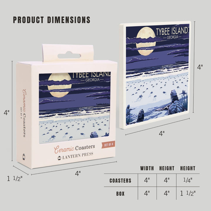 Tybee Island, Georgia, Sea Turtles Hatching, Coasters Coasters Lantern Press