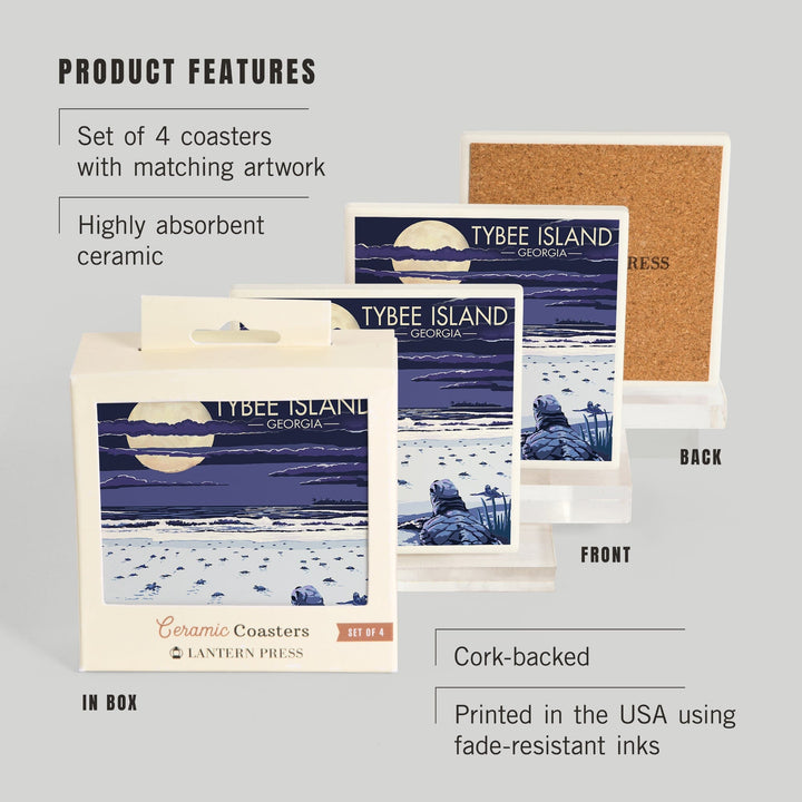 Tybee Island, Georgia, Sea Turtles Hatching, Coasters Coasters Lantern Press