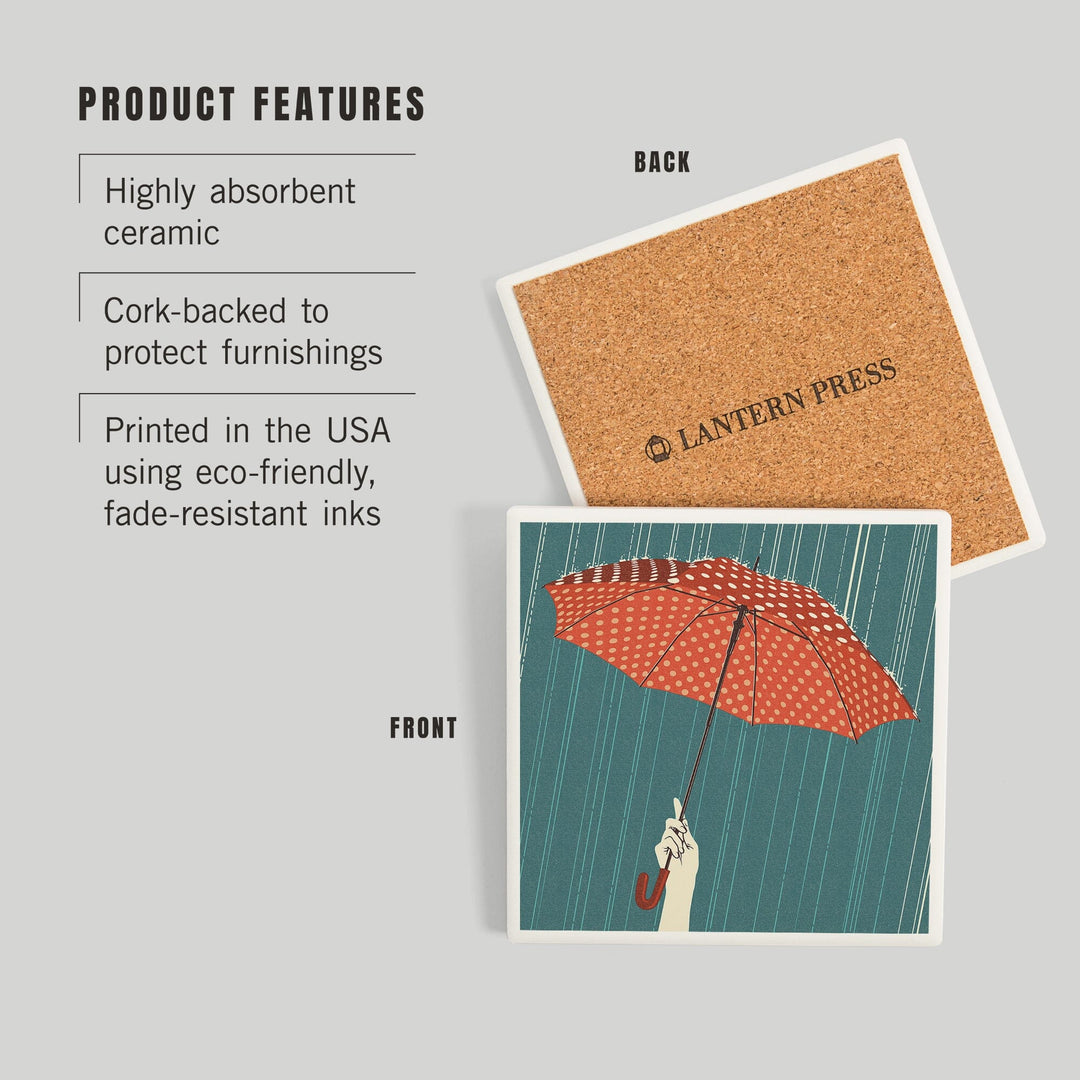 Umbrella, Letterpress, Coasters Coasters Lantern Press