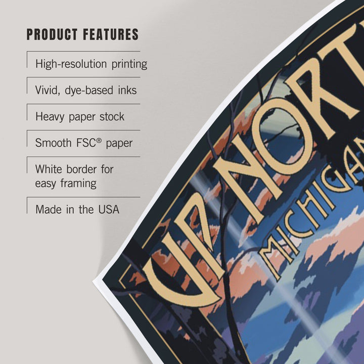 Up North, Michigan, Retro Camper and Lake, Art & Giclee Prints Art Lantern Press