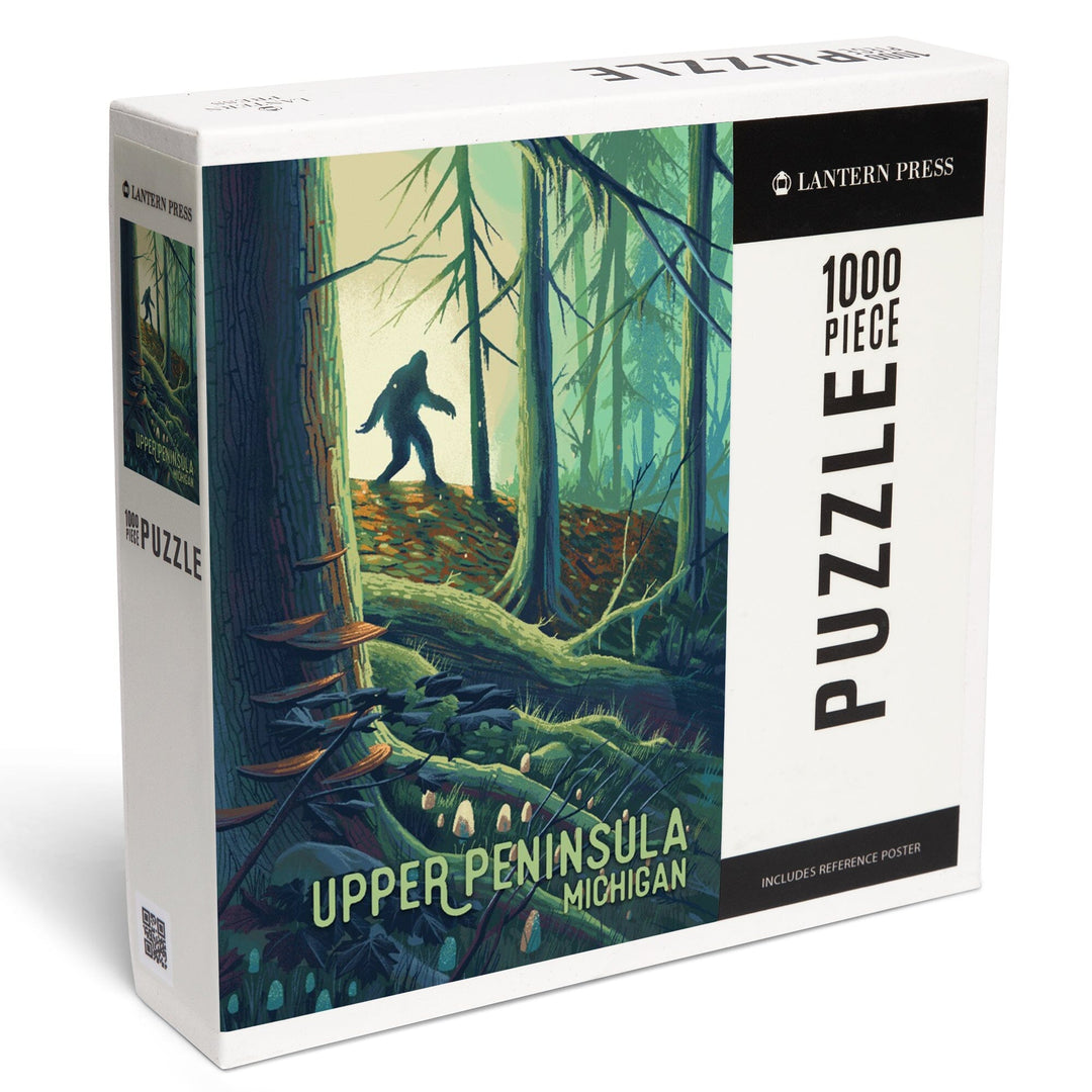 Upper Peninsula, Michigan, Wanderer, Bigfoot in Forest, Jigsaw Puzzle Puzzle Lantern Press
