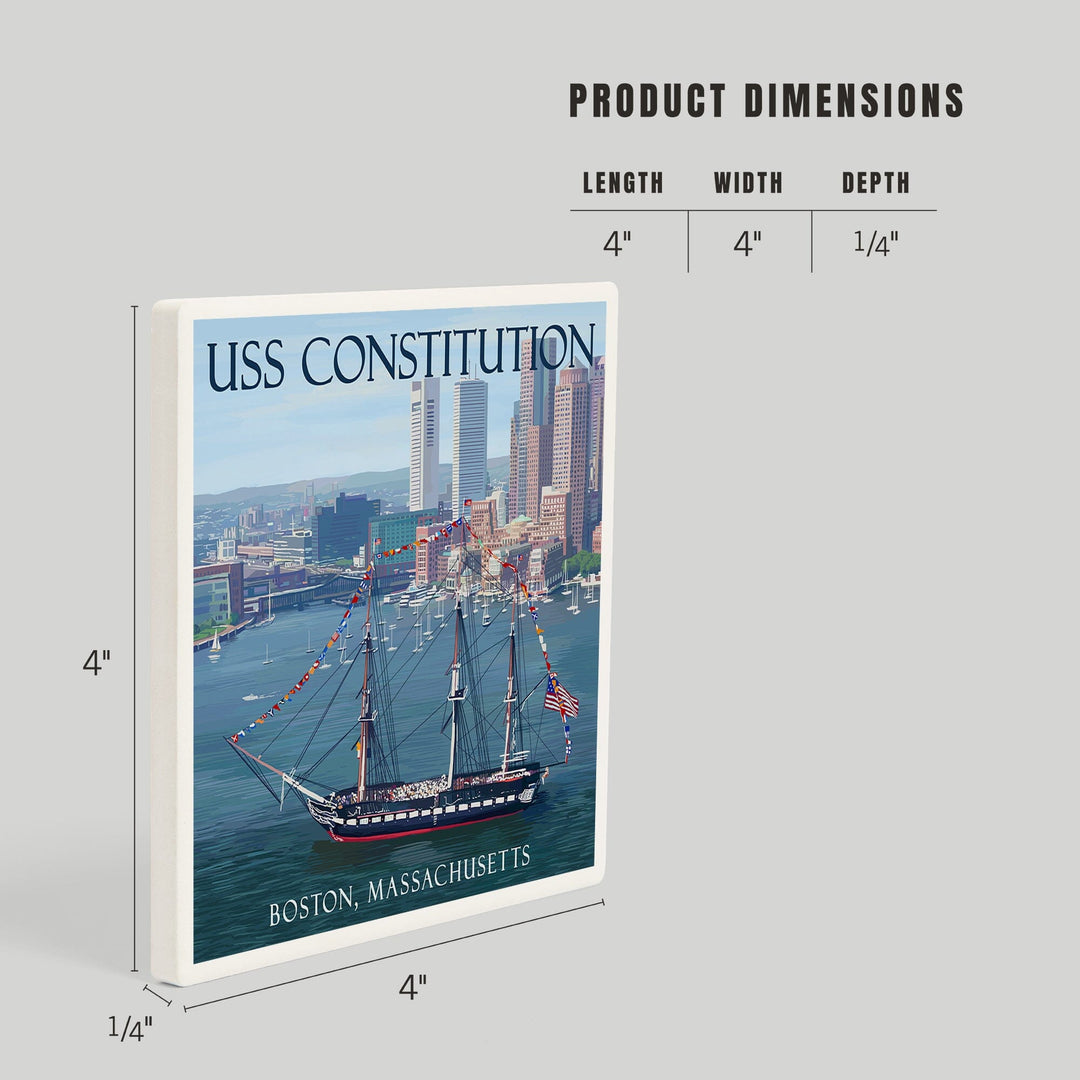 USS Constitution and Boston Skyline, Coasters Coasters Lantern Press