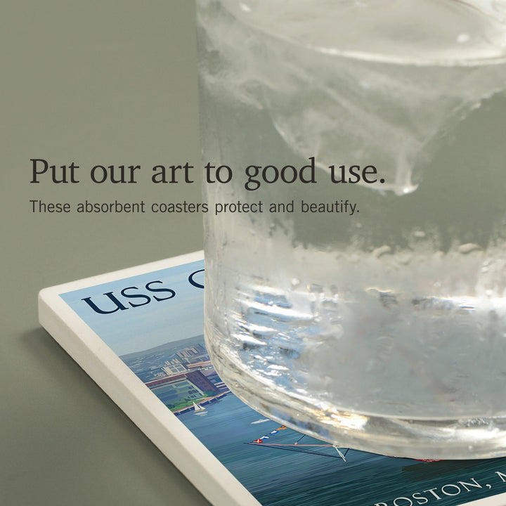 USS Constitution and Boston Skyline, Coasters Coasters Lantern Press