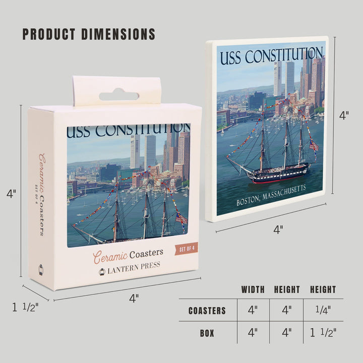 USS Constitution and Boston Skyline, Coasters Coasters Lantern Press