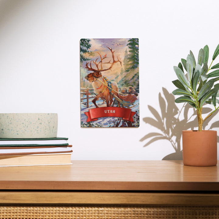 Utah, Christmas Sleigh Ride, Wood Signs and Postcards Wood Lantern Press