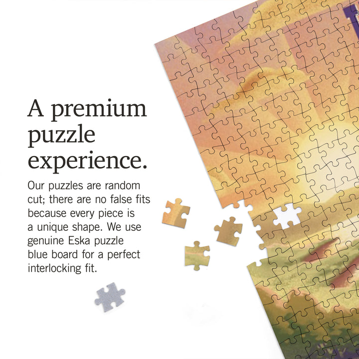 Utah, Lithograph, Bear and Spring Flowers, Lake, Jigsaw Puzzle Puzzle Lantern Press