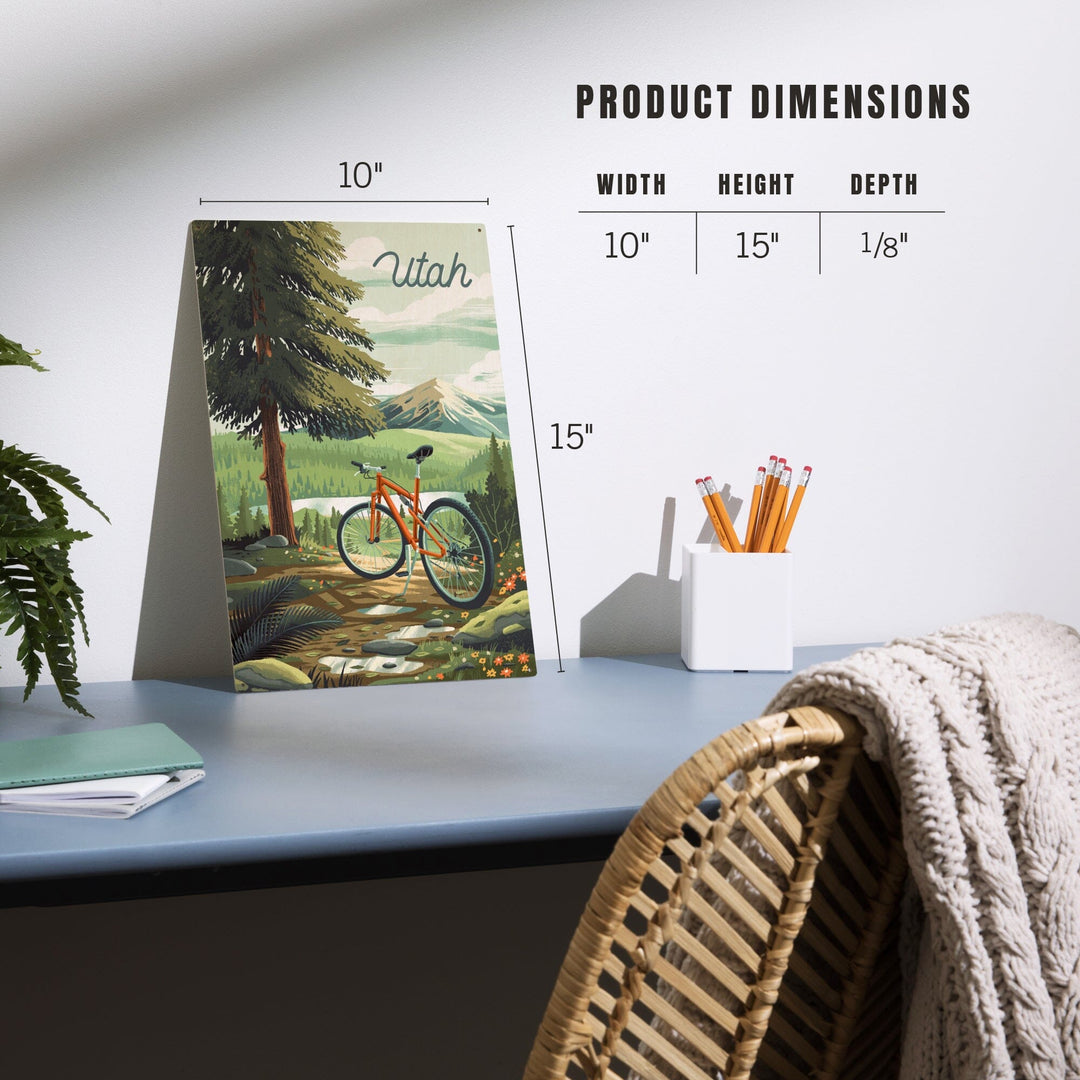 Utah, Off To Wander, Cycling with Mountains, Wood Signs and Postcards Wood Lantern Press