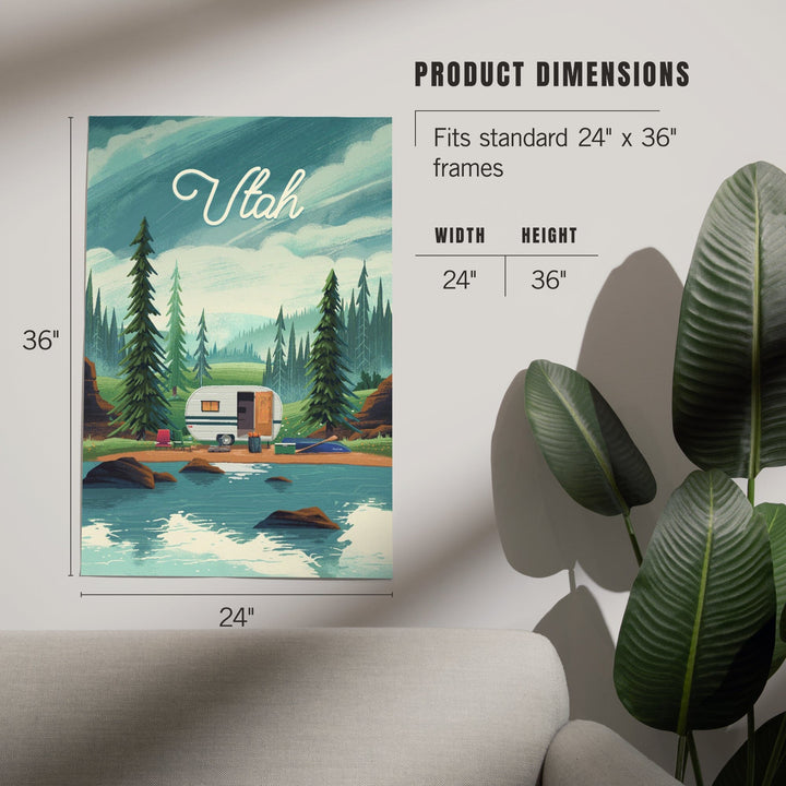 Utah, Outdoor Activity, At Home Anywhere, Camper in Evergreens, Art & Giclee Prints Art Lantern Press