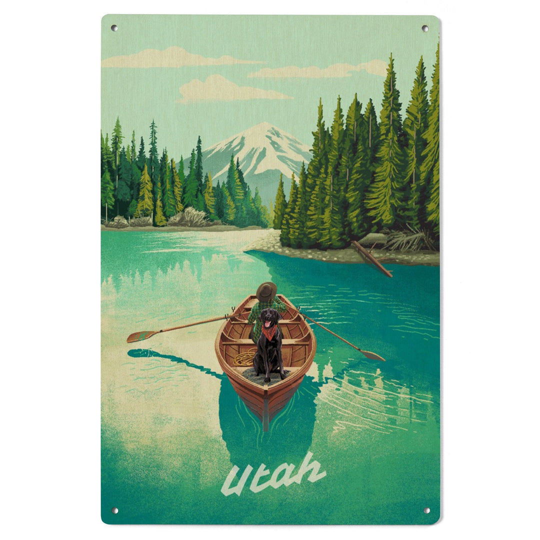 Utah, Quiet Explorer, Boating, Mountain, Wood Signs and Postcards Wood Lantern Press