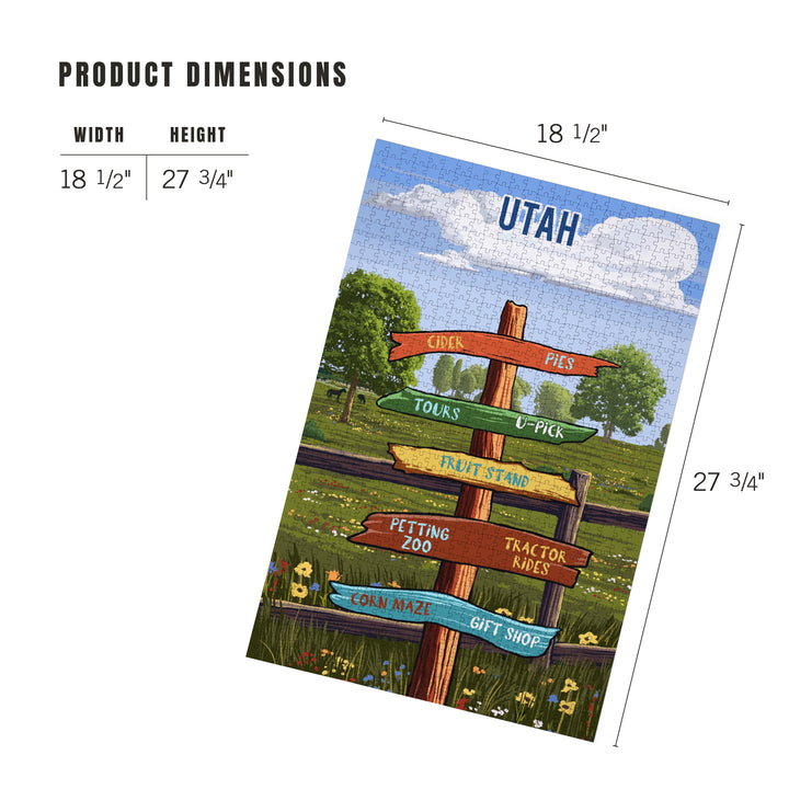 Utah, Signpost, Orchard, Jigsaw Puzzle Puzzle Lantern Press