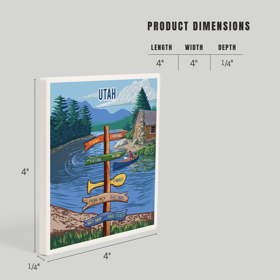 Utah, Signpost, River, Coasters Coasters Lantern Press