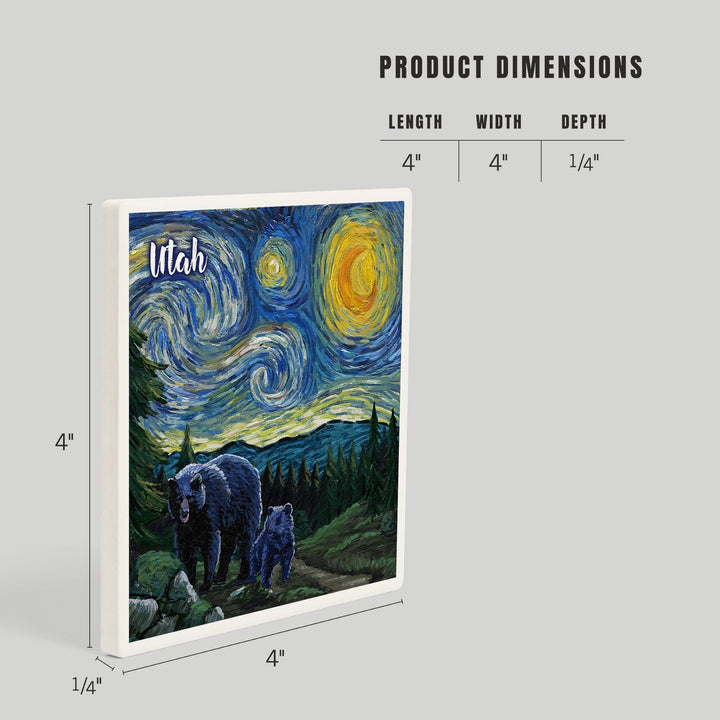 Utah, Starry Night, Bear and Cub, Coasters Coasters Lantern Press