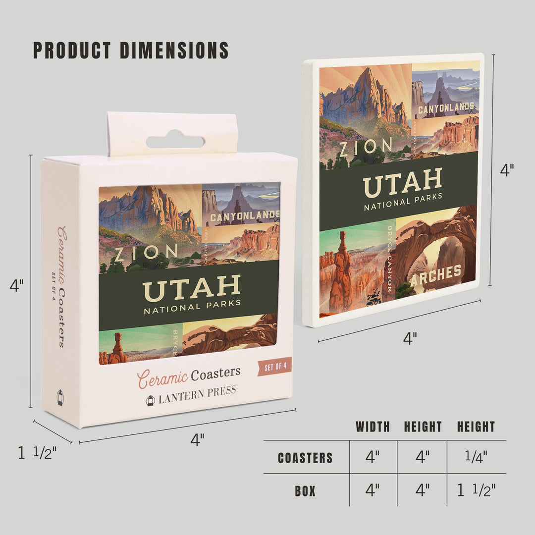 Utah's National Parks, Collage, Lithograph, Coasters Coasters Lantern Press
