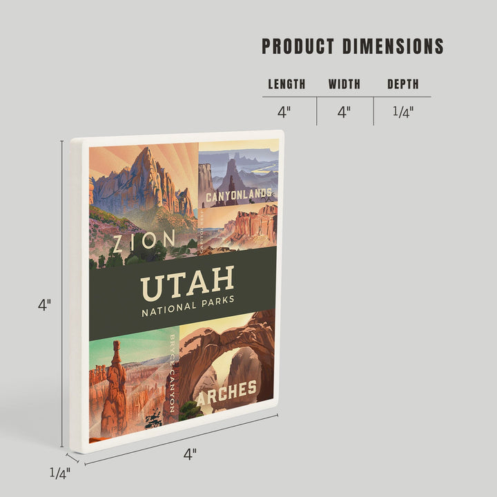 Utah's National Parks, Collage, Lithograph, Coasters Coasters Lantern Press