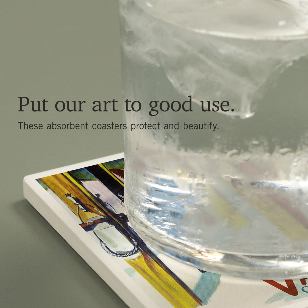 Vail, Colorado, Colorful Skis, Coasters Coasters Lantern Press