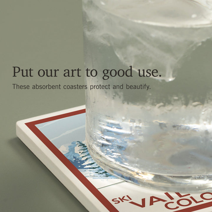 Vail, Colorado, Downhill Skier, Coasters Coasters Lantern Press