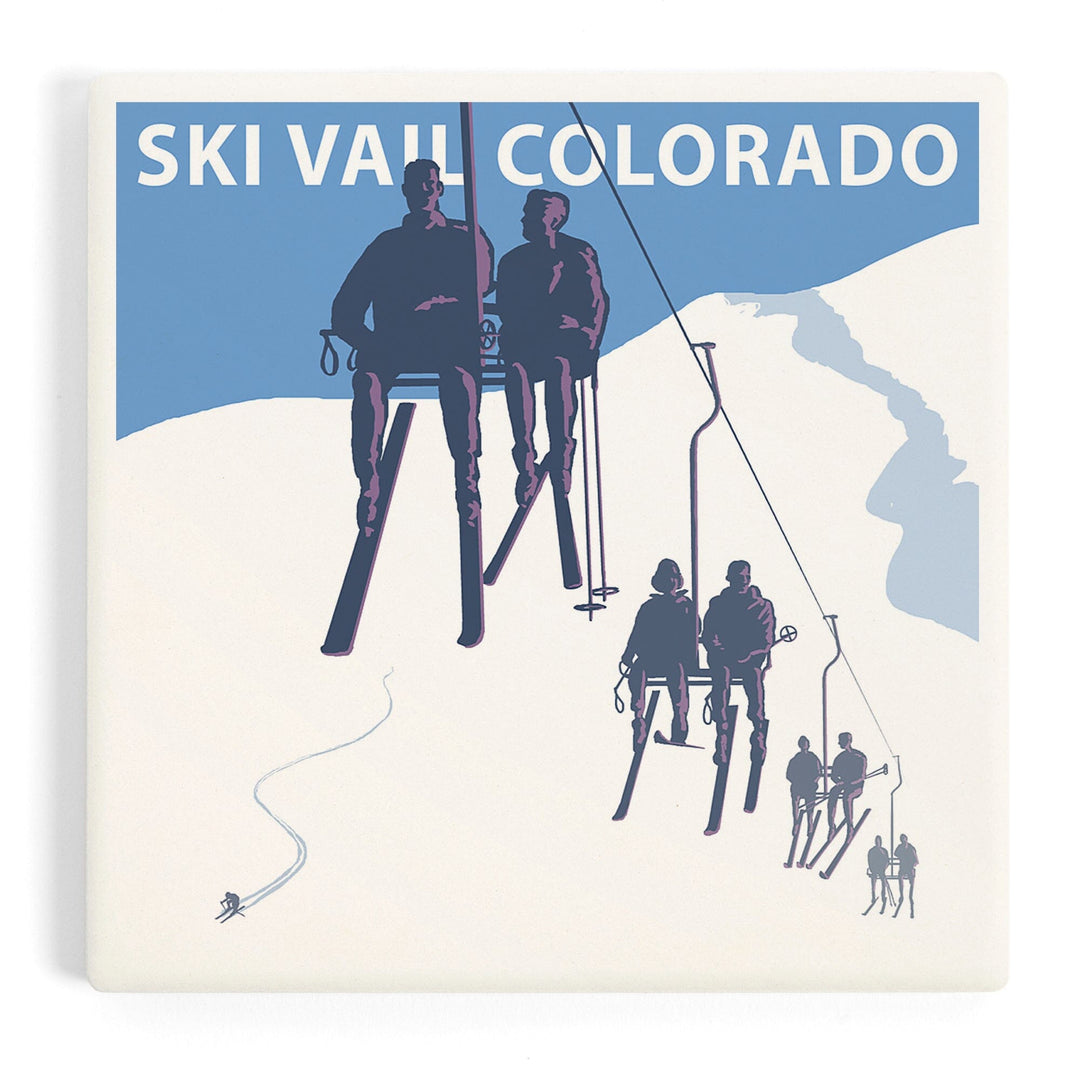 Vail, Colorado, Ski Lift, Coasters Coasters Lantern Press Coaster