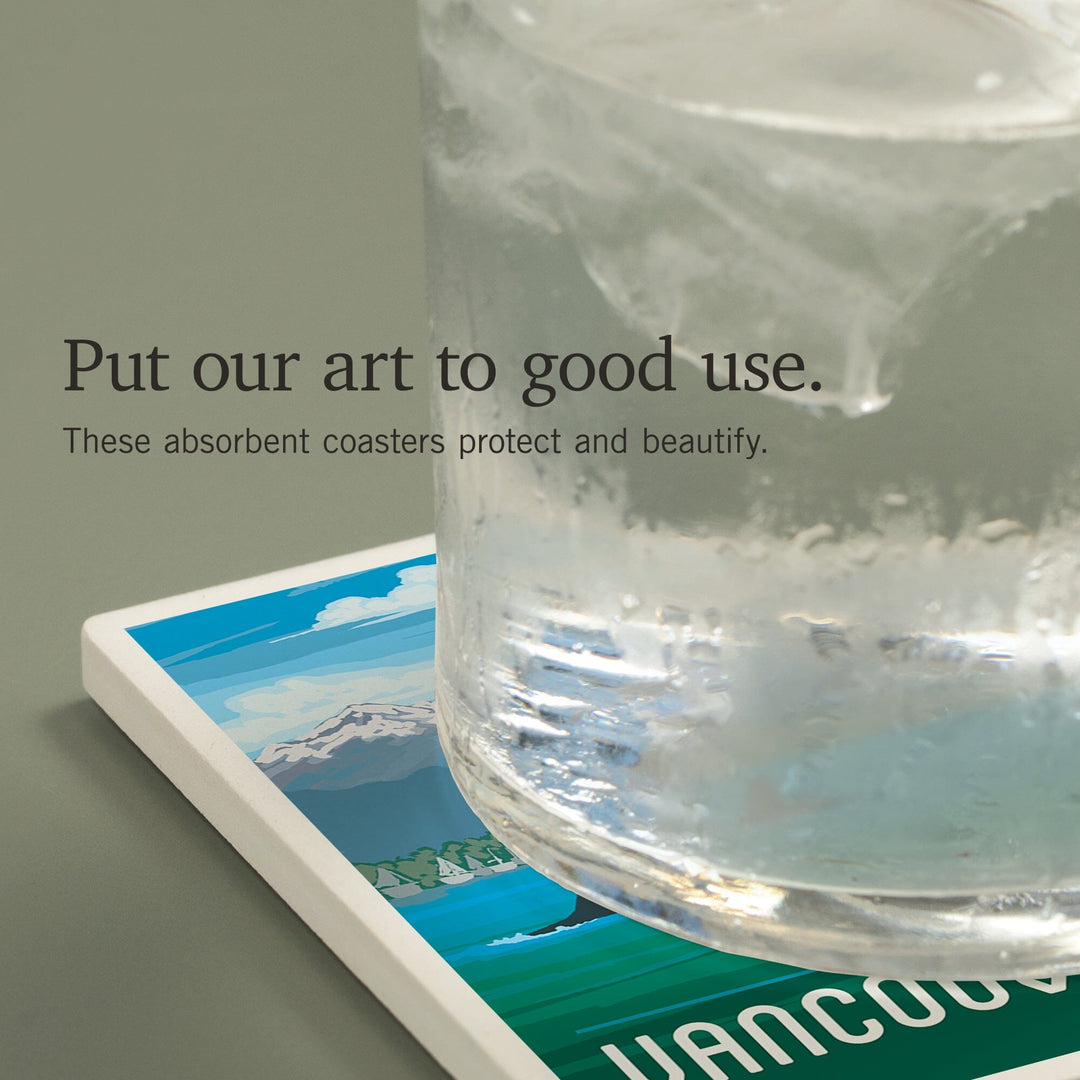 Vancouver, British Columbia, Canada, Cruise, Painterly, Coasters Coasters Lantern Press