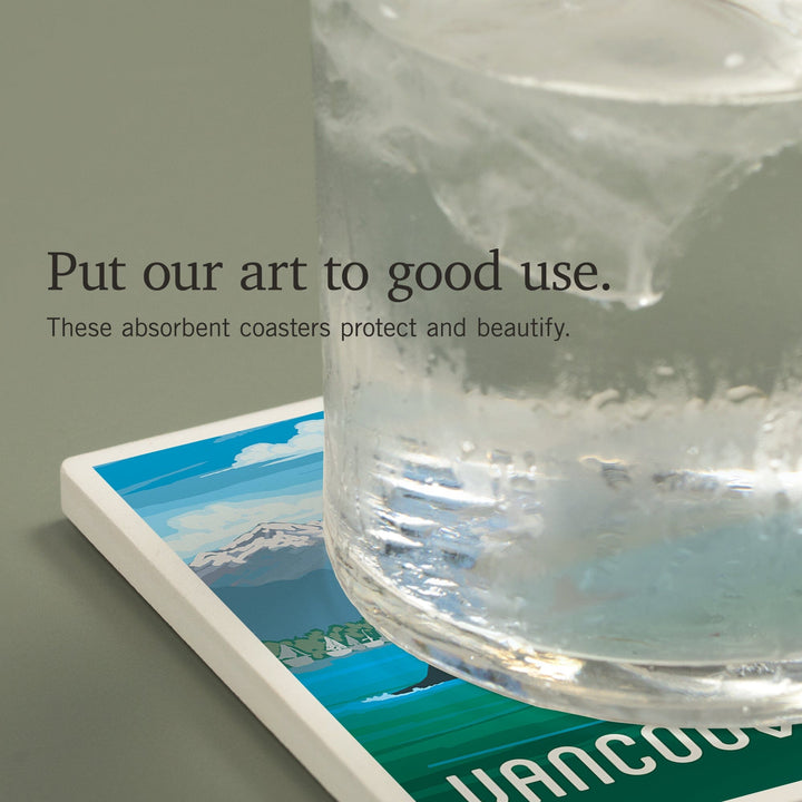 Vancouver, British Columbia, Canada, Cruise, Painterly, Coasters Coasters Lantern Press