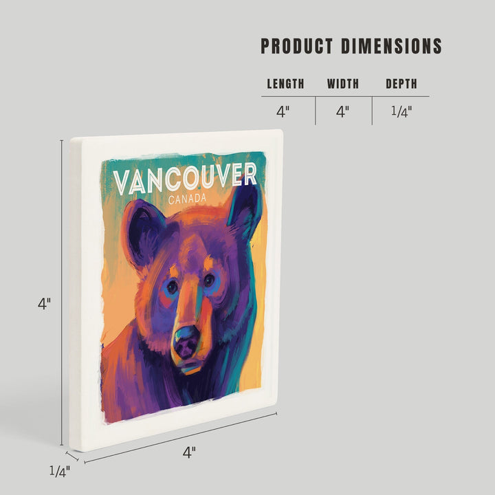 Vancouver, Canada, Black Bear, Vivid, Coasters Coasters Lantern Press