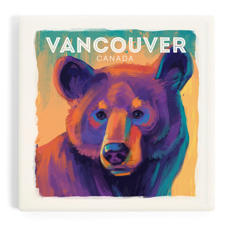 Vancouver, Canada, Black Bear, Vivid, Coasters Coasters Lantern Press