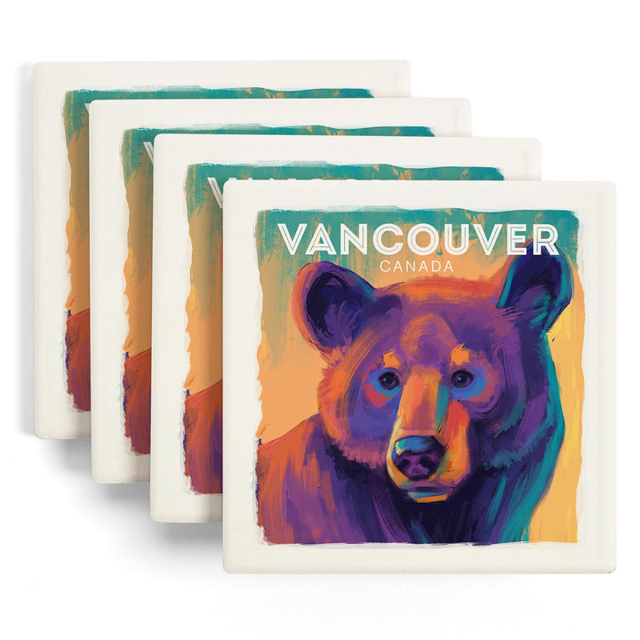 Vancouver, Canada, Black Bear, Vivid, Coasters Coasters Lantern Press