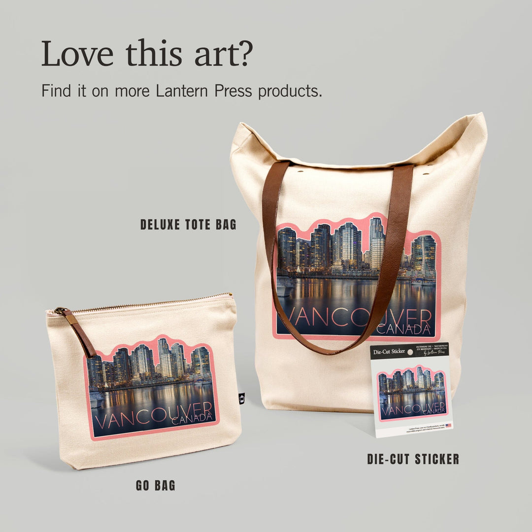 Vancouver, Canada, Skyline, Contour, Vinyl Sticker Sticker Lantern Press