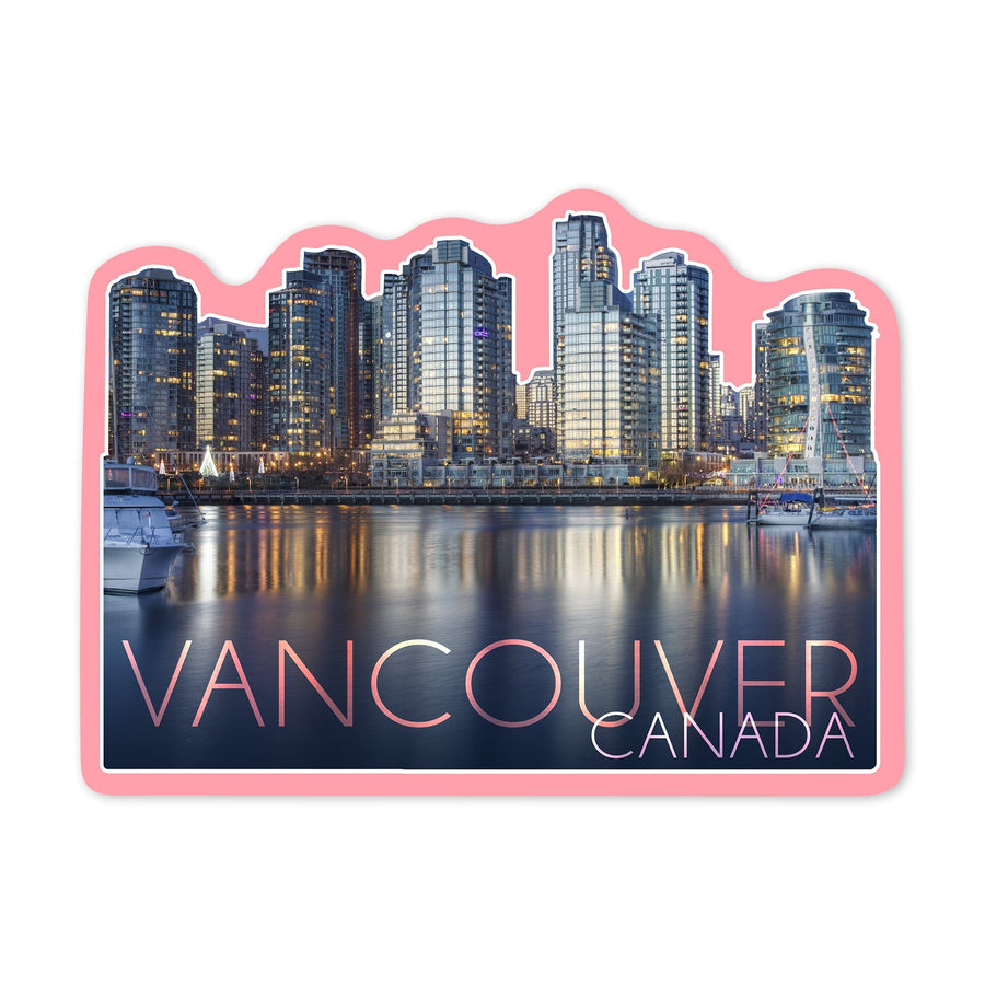 Vancouver, Canada, Skyline, Contour, Vinyl Sticker Sticker Lantern Press