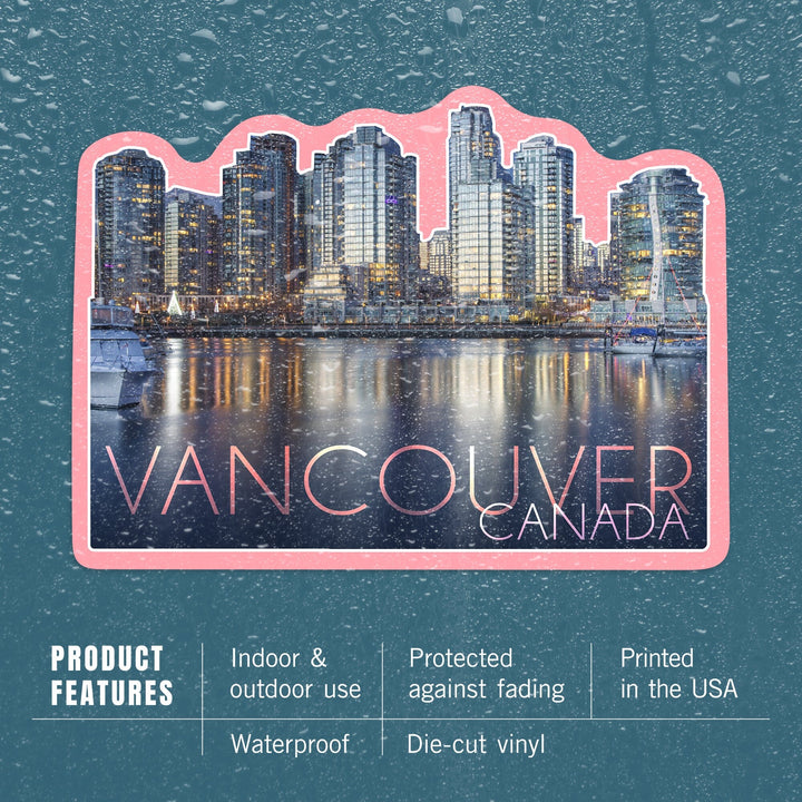 Vancouver, Canada, Skyline, Contour, Vinyl Sticker Sticker Lantern Press