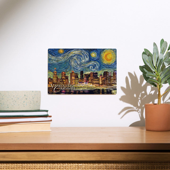 Vancouver, Canada, Starry Night, Lantern Press Artwork, Wood Signs and Postcards Wood Lantern Press