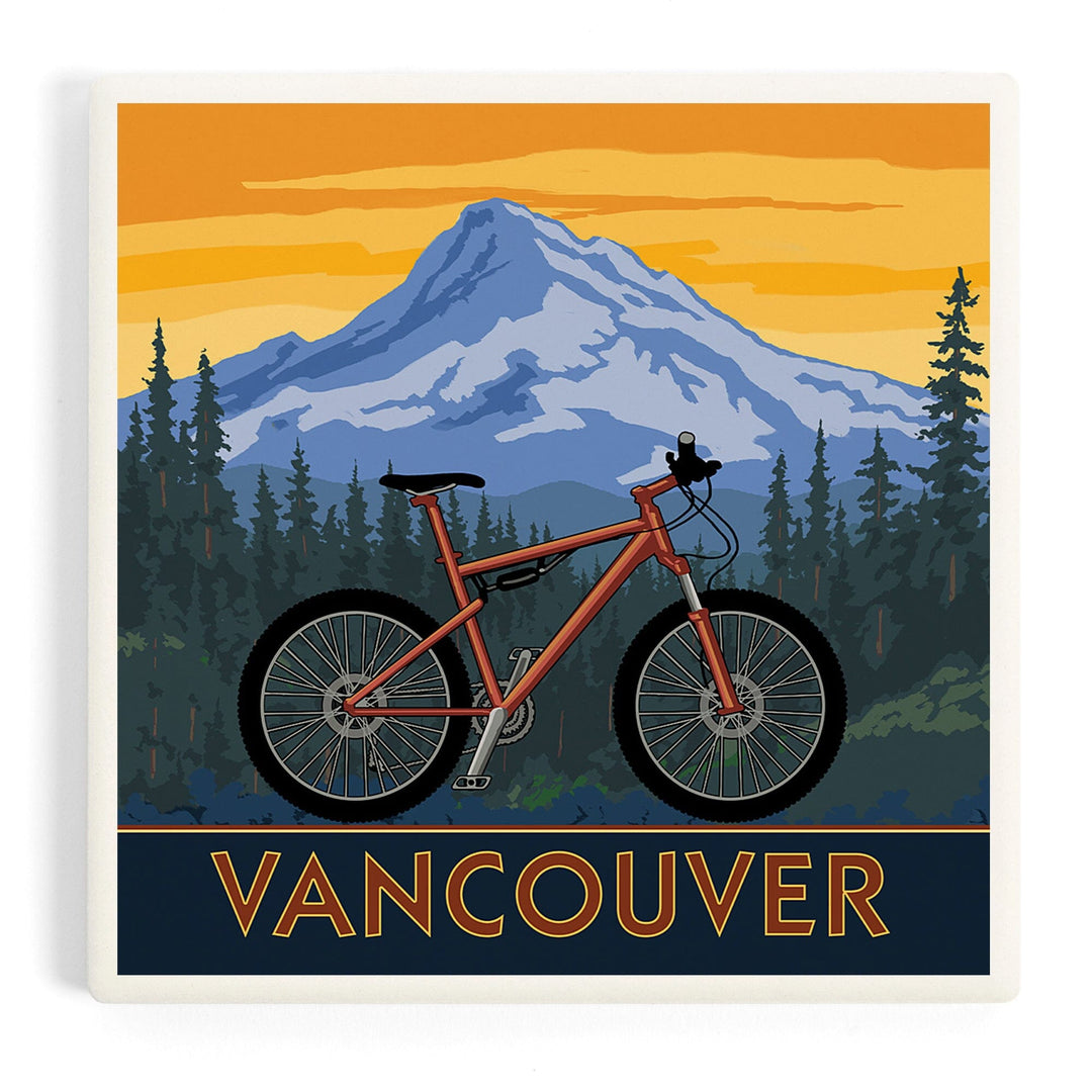 Vancouver, Washington, Mountain Bike Scene, Coasters Coasters Lantern Press Coaster