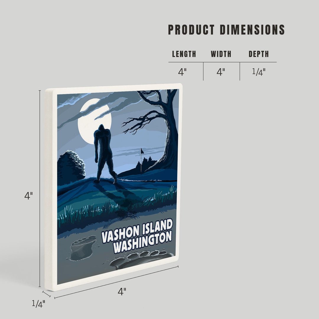Vashon Island, Washington, Bigfoot Scene, Coasters Coasters Lantern Press