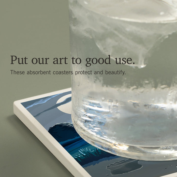 Vashon Island, Washington, Bigfoot Scene, Coasters Coasters Lantern Press