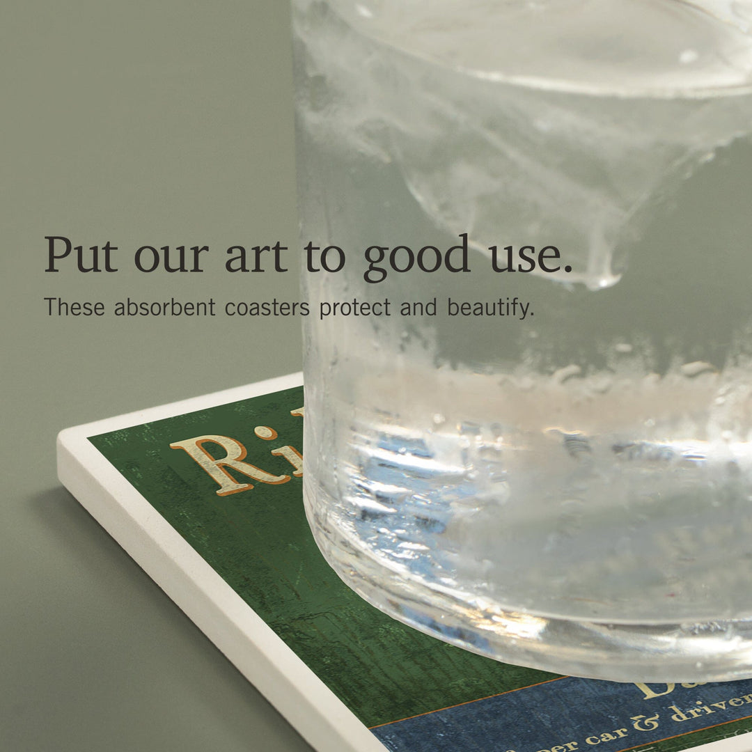 Vashon Island, Washington, Ferry Ride Vintage Sign, Coasters Coasters Lantern Press