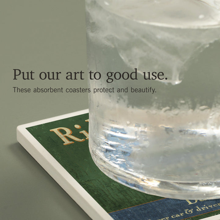 Vashon Island, Washington, Ferry Ride Vintage Sign, Coasters Coasters Lantern Press