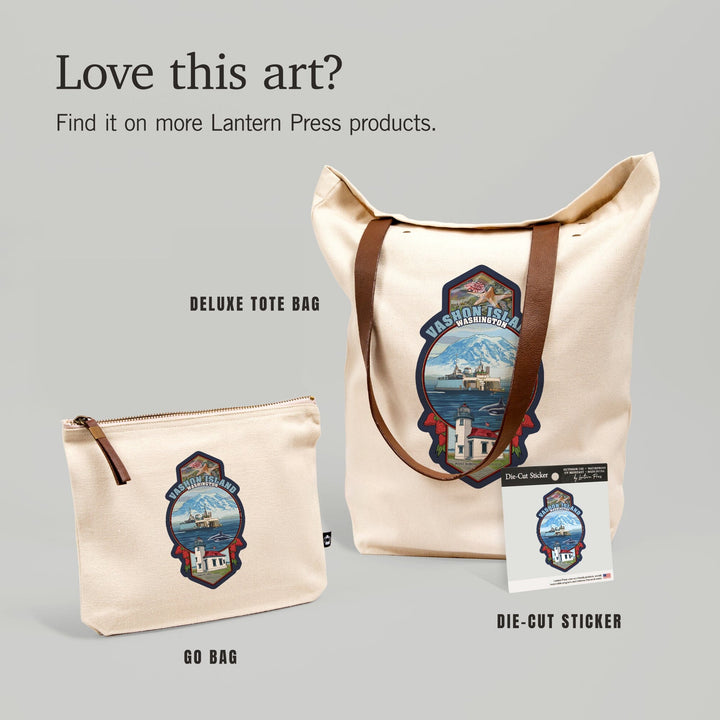 Vashon Island, Washington, Montage, Contour, Vinyl Sticker Sticker Lantern Press