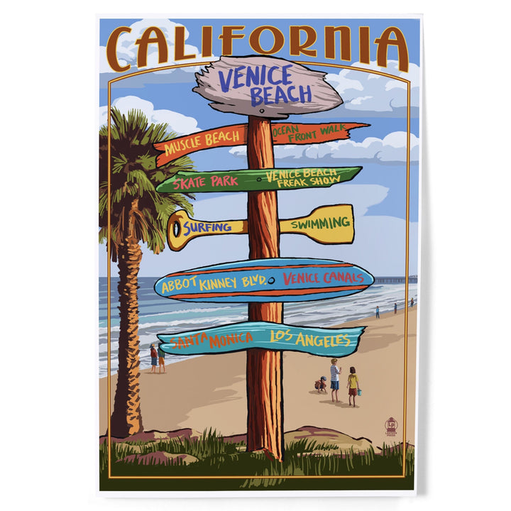 Venice Beach, California, Destinations Sign, Art & Giclee Prints Art Lantern Press