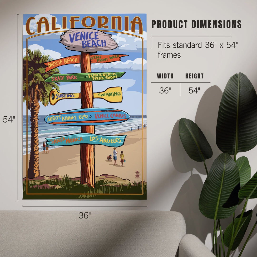 Venice Beach, California, Destinations Sign, Art & Giclee Prints Art Lantern Press