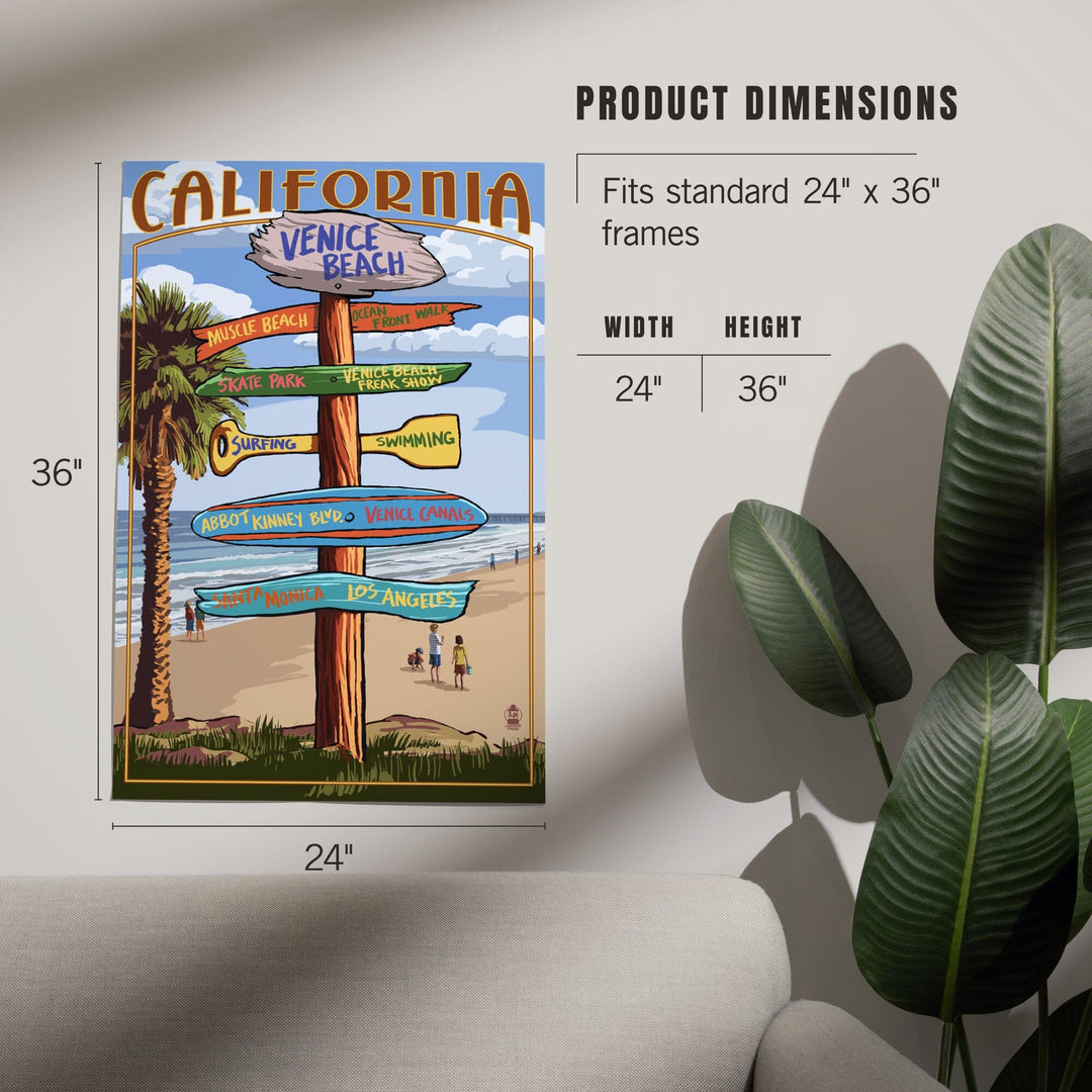 Venice Beach, California, Destinations Sign, Art & Giclee Prints Art Lantern Press