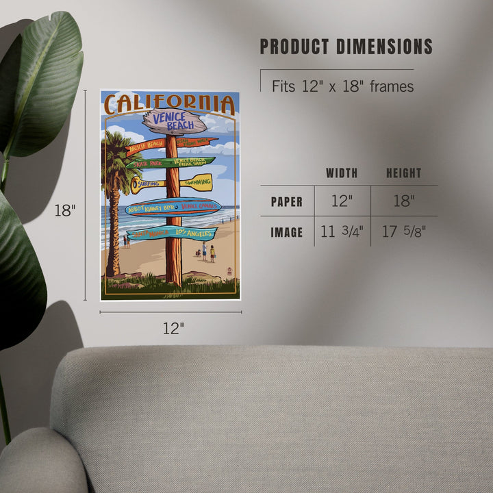 Venice Beach, California, Destinations Sign, Art & Giclee Prints Art Lantern Press