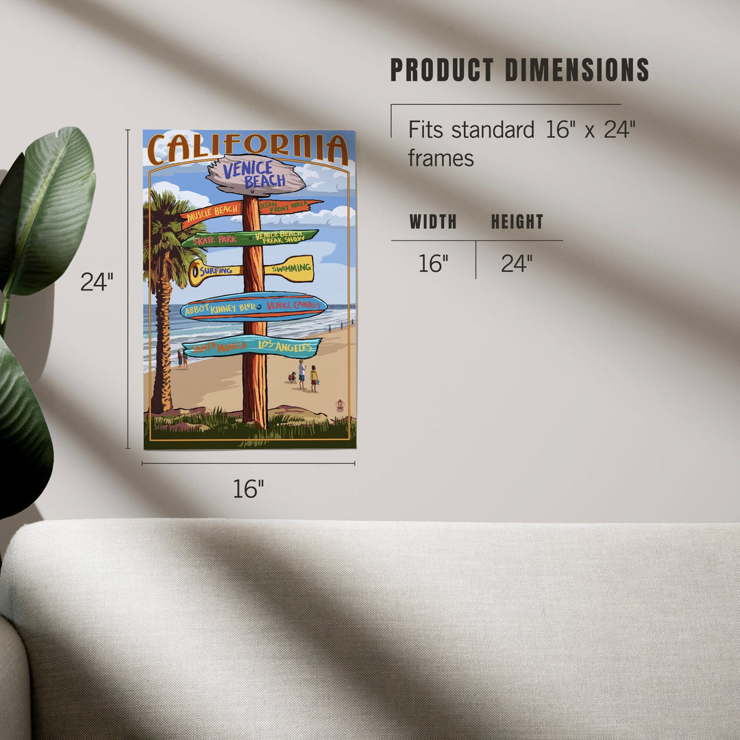 Venice Beach, California, Destinations Sign, Art & Giclee Prints Art Lantern Press