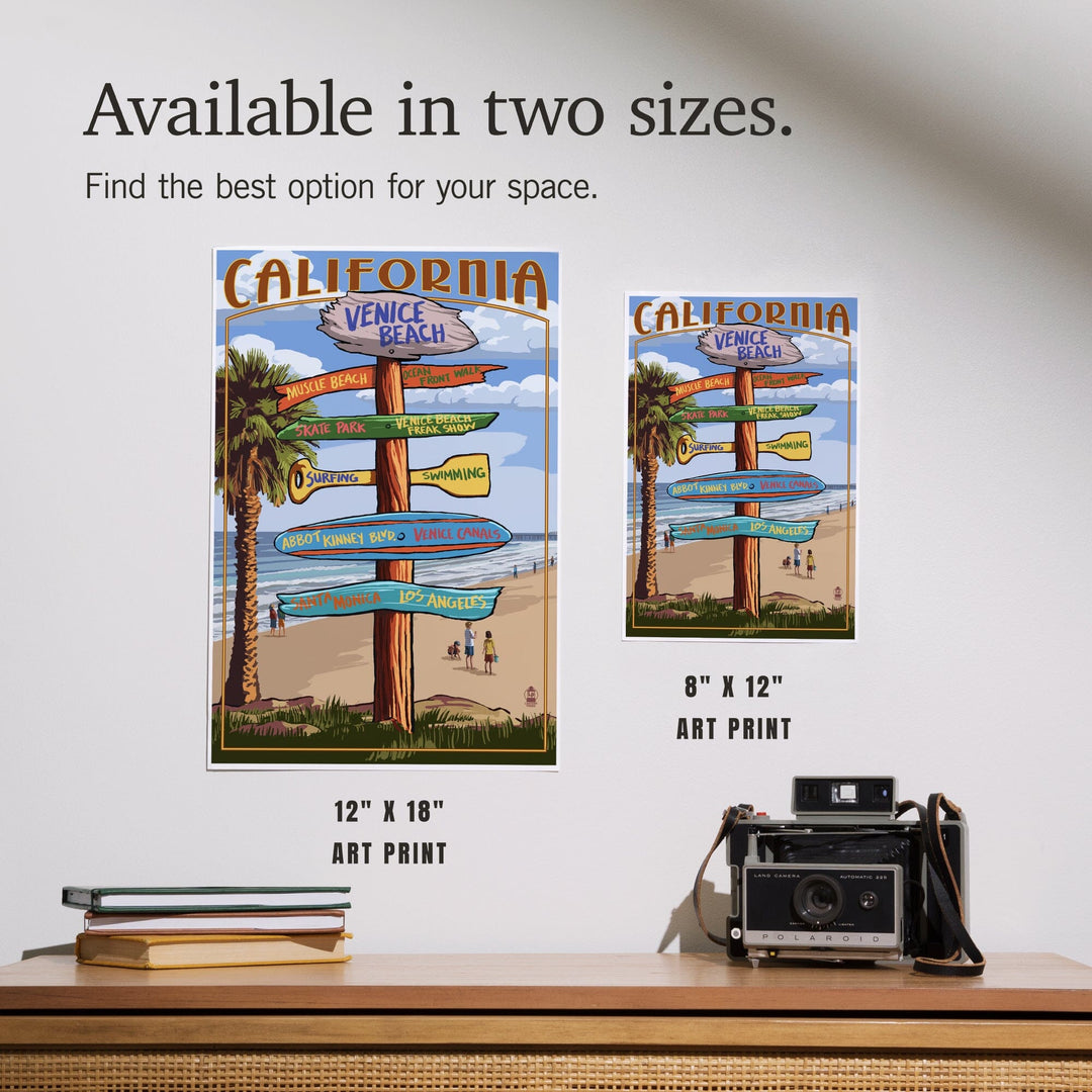 Venice Beach, California, Destinations Sign, Art & Giclee Prints Art Lantern Press