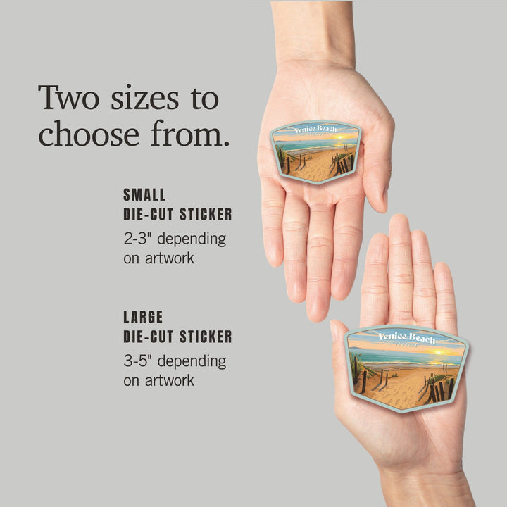 Venice Beach, Florida, Beach Path, Contour, Vinyl Sticker Sticker Lantern Press