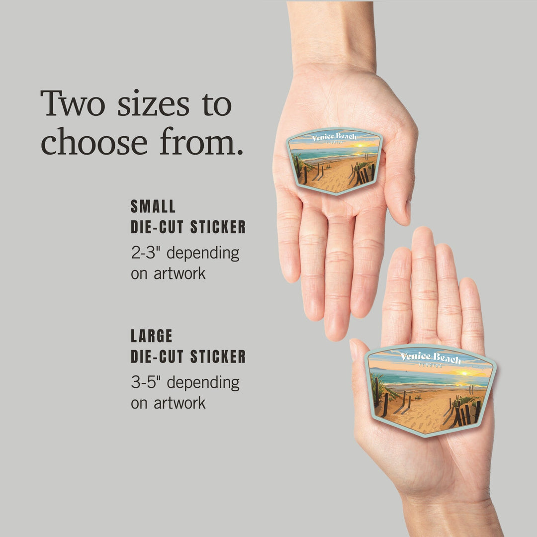 Venice Beach, Florida, Beach Path, Contour, Vinyl Sticker Sticker Lantern Press